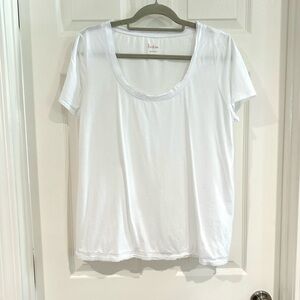 Boden Women White Scoop Neck Short Sleeve T-Shirt Tee US 14 Cotton Classic